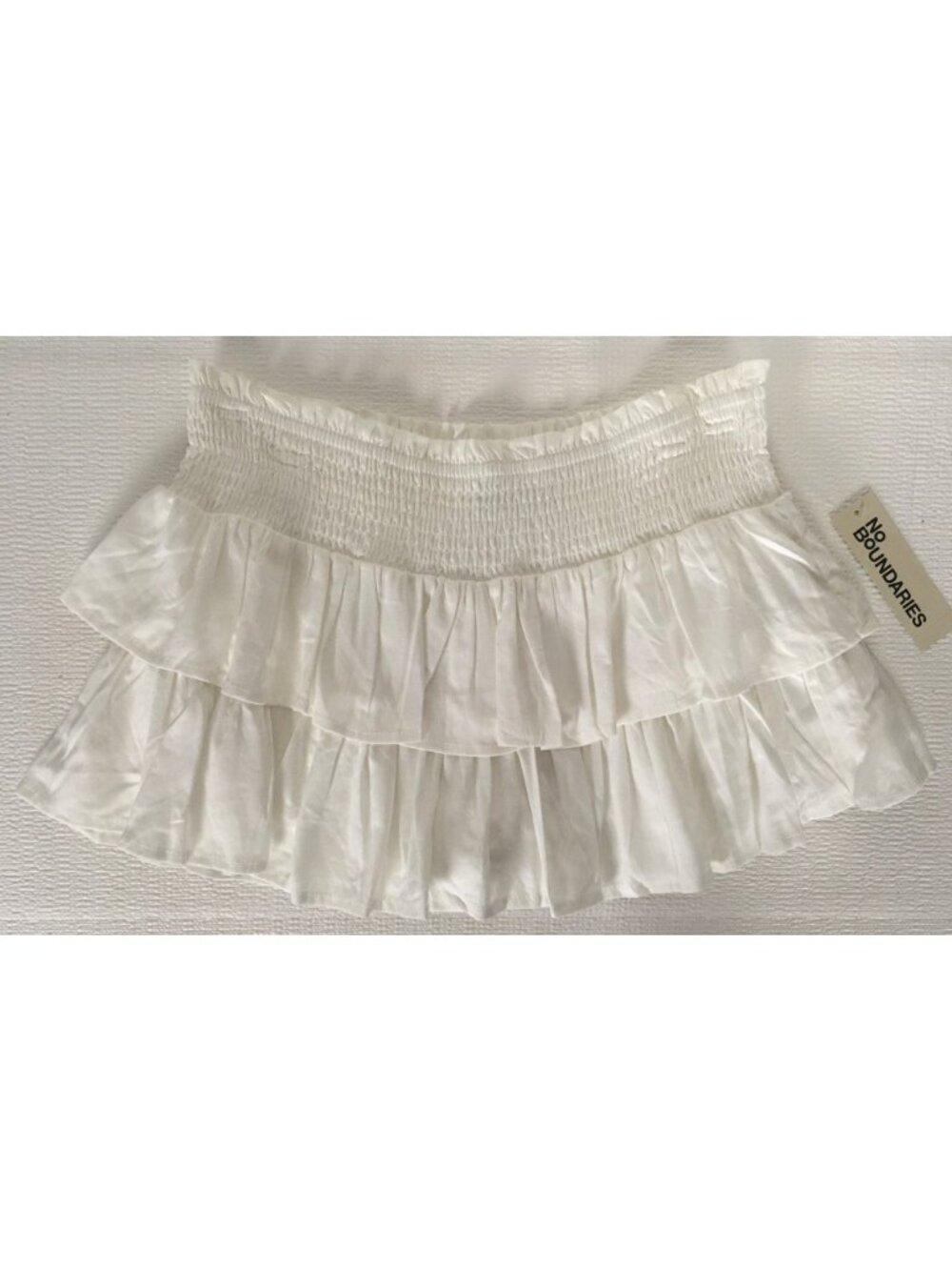 No Boundaries Skirt Size XXL 20 White High Rise Ruffle Elastic Waist New w Tags